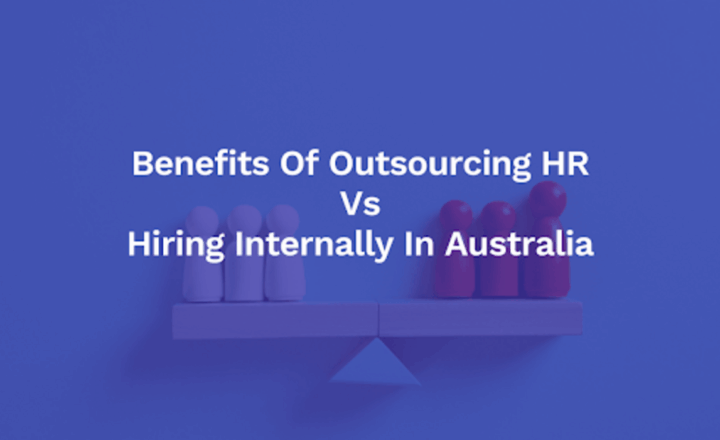 Illustration comparing outsourcing HR services and hiring an internal HR team in Australia